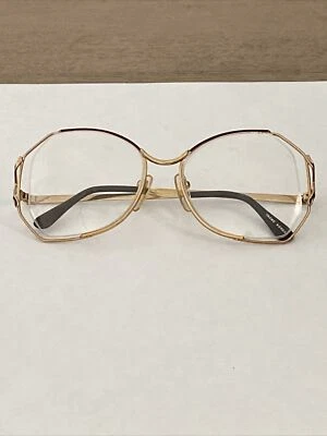 VTG New St Moritz Red & Gold Sabrina Diva RX Eyeglass Frames Art Deco 52-16 - Image 1 of 4