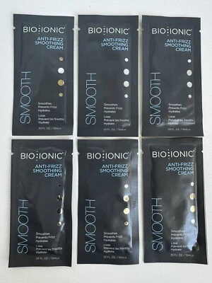 6 X BIO IONIC SALON SMOOTH ANTI-FRIZZ SMOOTHING CREAM 10ML EACH SAMPLE SIZE - Image 1 of 2