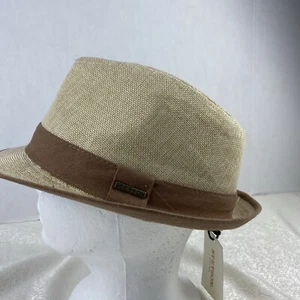 Neu Stetson Herren Hut Fedora Panama Stil groß Retro beige mit braunem Band - Bild 1 von 11