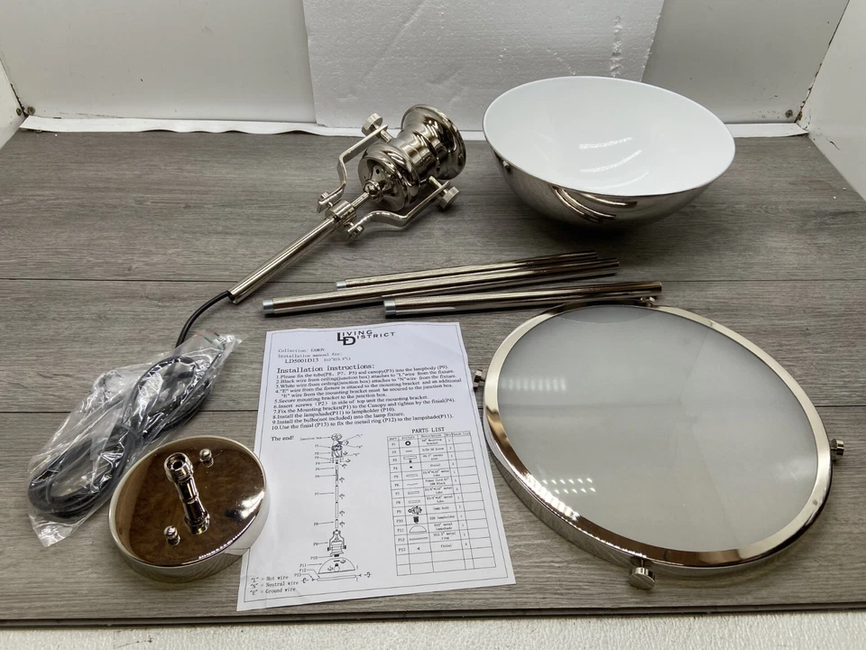 Elegant Lighting LD5001D13PN Eamon Single Pendant 13” Fixture Lighting - Image 1 of 3