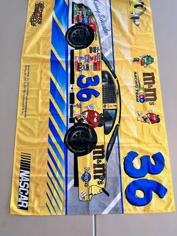 Vintage 2002 #36 Kenny Schrader Nascar Flag Featuring the M & M's Race Car Cover