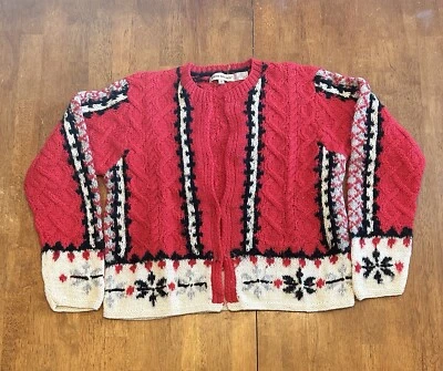 Cárdigan Suéter Navidad Lana Lauren Hansen Shetland Vintage Mediano Sin Botones Foto 1 de 4