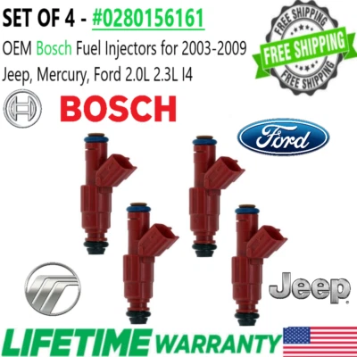 Genuine Bosch 4Pcs Fuel Injectors for 2006-2009 Ford Fusion 2.3L I4 #0280156161 - Image 1 of 4