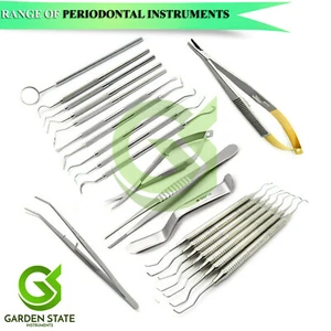 Periodontal Instruments Kit Hygienist Scaler Microsurgery Scissors Needle Holder - Picture 1 of 19