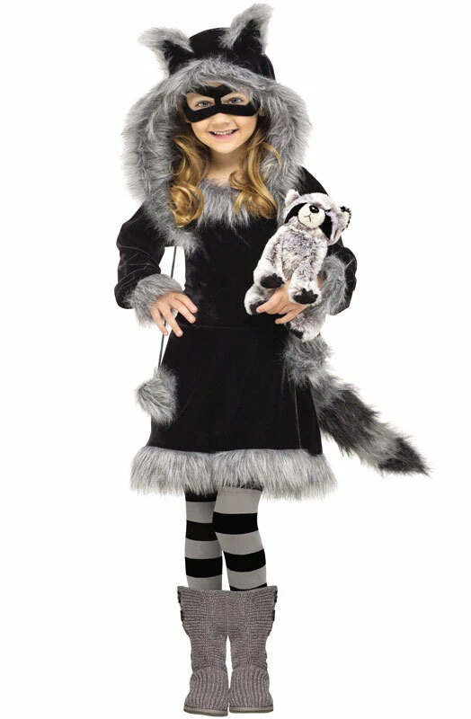 Fun World Costumes Baby Girls Sweet Raccoon Toddler Costume Black/grey Large 6