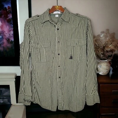 Artful Dodger Shirt Mens L Green Check Capollettes Long Sleeve Button down - Image 1 of 4