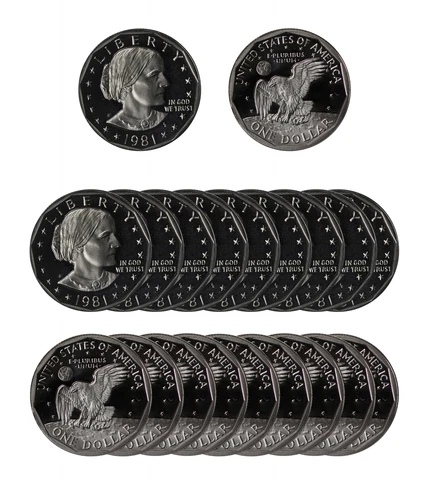 1981 S Susan B Anthony Dollar Roll Type 1 (Filled S) Gem Proof Clad 20 US Coins Cover