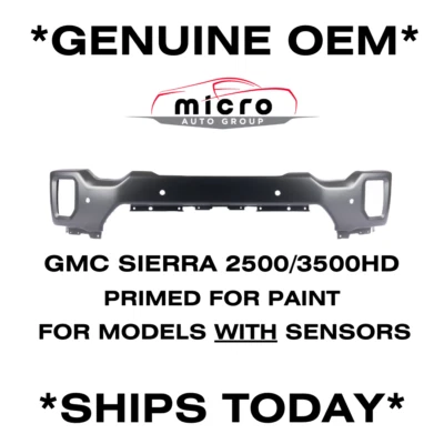 2020-2023 GMC SIERRA 2500HD 3500HD FRONT PRIMED BUMPER W/SENSOR OEM 84683445 - Image 1 of 4