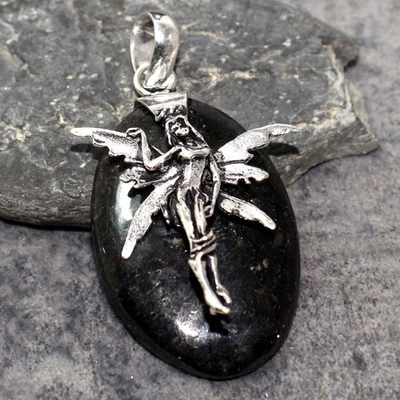 Colgante de hada hiperstene enchapado en plata 925 tamaño 2,1" GW Foto 1 de 3
