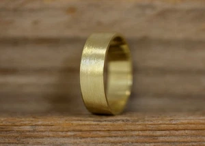 Brushed Brass Band, Pure Brass Ring, Flat Unisex Men Women Jewelry Gift Her Him - Picture 1 of 7