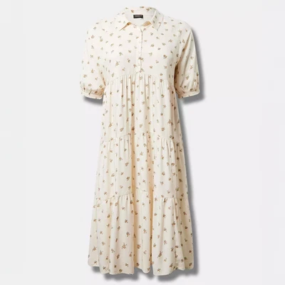 Cottagecore Plus Size Torrid Floral Maxi Dress 4X Tiered Button Feminine NWT - Image 1 of 4