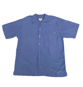 Solitude Button Up Short sleeve Shirt Men Hawaiian Beach Summer Shirt Sz L Blue - Picture 1 of 10