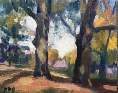 PDQ Artista Original Pintura al Óleo Paisaje Parque Árboles Impresionismo Realismo Arte Foto 1 de 2