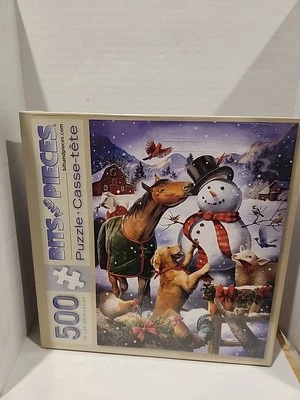 NUEVO Rompecabezas de NAVIDAD SELLADO GRANERO Y MUÑECO DE NIEVE DE NAVIDAD 500 Piezas SIN ABRIR  Foto 1 de 4