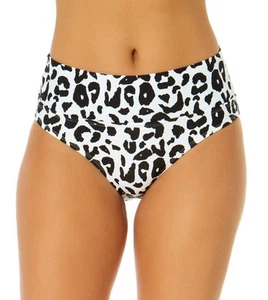 Anne Cole Wild Cat Mid-Rise Bikini Bottom, Black & White Print, Medium, MSRP $60 - Picture 1 of 6