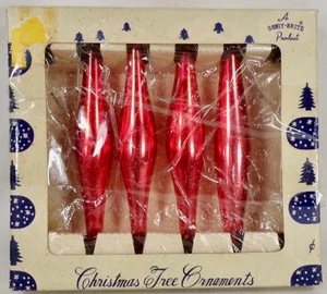 3 Shiny Brite Christmas Ornaments Icicle Red Glass in OB Vintage #515 - Picture 1 of 5