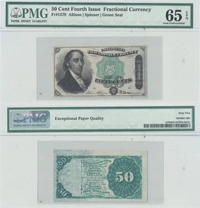 50 Cent Fourth Issue Fractional Currency Fr-1379 PMG Gem Cu-65 EPQ - Picture 1 of 3