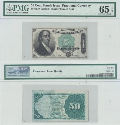 50 Cent Fourth Issue Fractional Currency Fr-1379 PMG Gem Cu-65 EPQ - Image 1 of 3