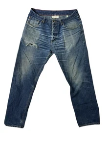 Raleigh Denim Mens Jeans Alexander Distressed Selvedge Button Fly Sz 34 32 x 30 - Picture 1 of 13