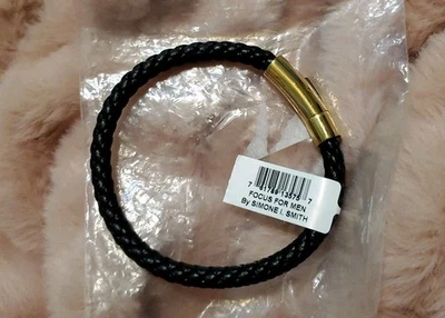 Pulsera Simone I. Smith Cuero Trenzado Acero Inoxidable 8.5" - Enfoque Para Hombre Foto 1 de 2
