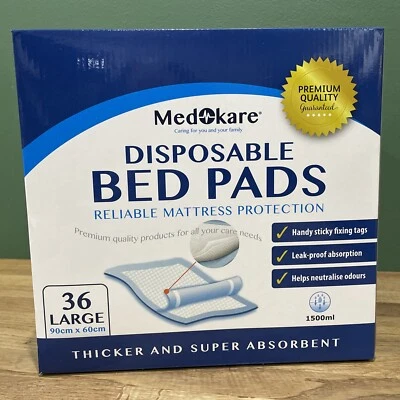 Medokare Incontinence Pads - Pack Of 36 90x60cm Disposable Pads For Elderly, Ki