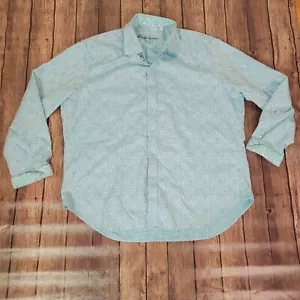 Robert Graham Mens Button Down Cyan 3XL Paisley Long Sleeve Collared - Picture 1 of 8