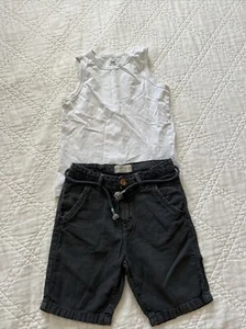 Zara boys shorts charcoal gray h & m white tank top set 6 - Picture 1 of 6