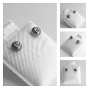 New Titanium Silver Color Cubic Zirconia Cut Clear Stone Stud Round Earring Set - Picture 1 of 1