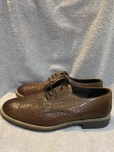 Mens Dress Shoes Kruder Italy Brown Euro 43 Australia 9 Woven Thatch Croc Effect - Picture 1 of 21