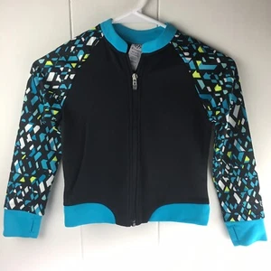 Champion Girl's XS Blue Geometric Pattern Jogger Sweatshirt Jacket Thumbholes - Picture 1 of 7