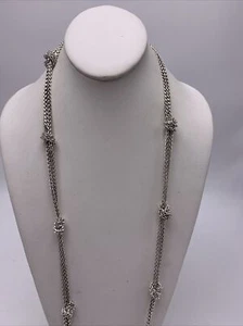 $68 Lauren Ralph Lauren silver tone multi chain rope necklace JC601 - Picture 1 of 5