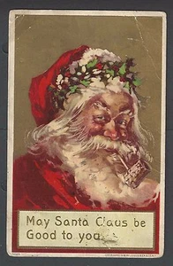 1919 PPC* Saludos de Navidad con Santa Smoking A Pipe en relieve publicado - Imagen 1 de 1