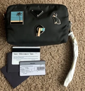Prada black nylon pouch with wrist strap - Picture 1 of 9