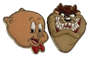 VINTAGE Set of 2 Looney Tunes Porky Pig & Tasmanian Devil Button Covers (READ) - Picture 1 of 7