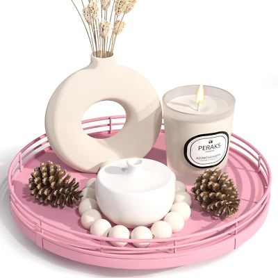 Bandeja decorativa de madera de roble de 9" - rosa, mesa de centro, tocador, centro de mesa de granja Foto 1 de 4