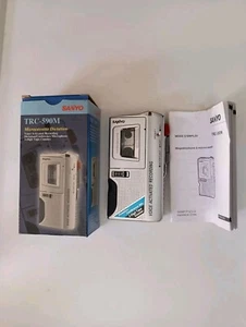 Sanyo TRC-590M Handheld Voice Activated Microcassette Recorder Silver Grey EUC - Picture 1 of 24