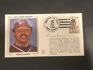 Reggie Jackson First Day Cover Hand Signed Baseball Z-Silk Cachet 500th Homerun - Picture 1 of 2