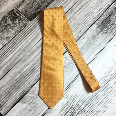 Corbata de Seda Ike Behar Nueva York Dorada Geométrica Floral Estampado Negocios EE. UU. Foto 1 de 4