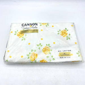 Vintage Cannon Fashion Muslin Cotton Pillowcases Yellow Roses NIP NOS