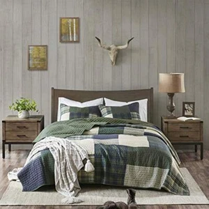 Mill Creek Reversible Quilt Set - Cottage Styling Reversed to Solid Color, Al... - Picture 1 of 12