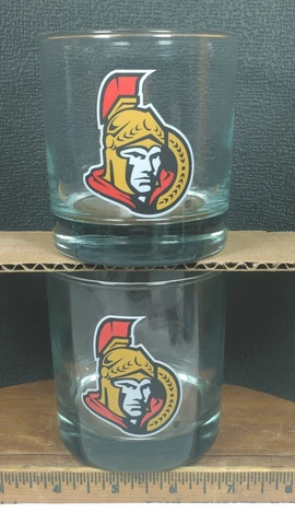 Ottawa Senators Ice Hockey Team Logo Bar Cocktail Lowball Rocks Glass Set of 2 Cover