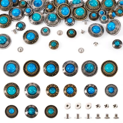 1 juego de remaches atornillados para monedas de aleación turquesa de imitación de plástico para artesanía de cuero Foto 1 de 4