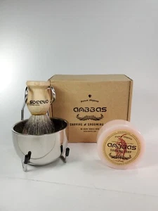 Anbbas Pure Badger Hair Shaving Brush Solid Wood Handle w/Goat Milk Shaving Soap - Picture 1 of 12