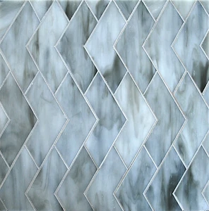 CHEVRON GRAUE GLASFLIESE MOSAIK RÜCKWAND DUSCHWAND (BLATTWARE) - Bild 1 von 2