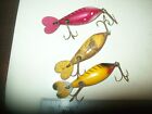 3 Whopper Stoppers Vintage Fishing Lures 2 1/2" Body 3 3/4" Overall Painted Eyes