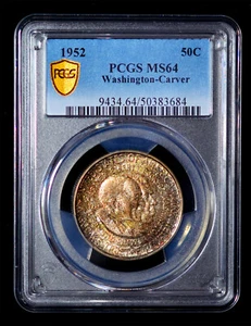 PCGS MS64 1952 Washington Carver Half Dollar Silver 50 Cents beautiful toning!! - Picture 1 of 4