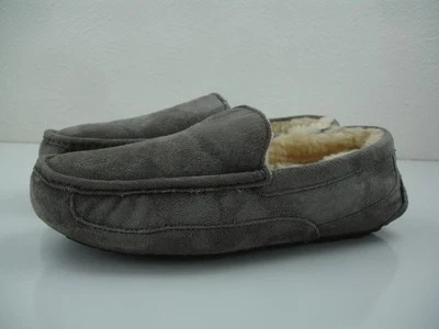 男式尺寸 9 M UGG Ascot 5775 灰色麂皮绒拖鞋羊皮剪绒毛皮莫卡辛 — 第 1/4 张图片