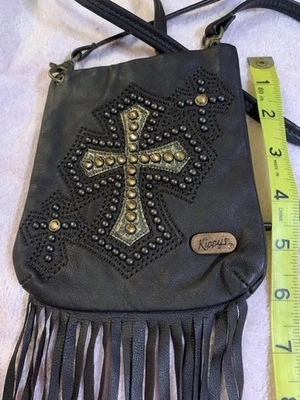 Kippy’s Purse Kippys rhinestones swarovoski crystals Brown leather Bag  NFR - Image 1 of 4