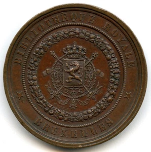 Belgium Bibliotheque Royale Bruxelles Huissier Medal by Hart 50mm 54gr !!! - Picture 1 of 3