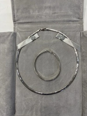 Vintage Italy 925 Sterling Silver 4 mm Omega 16” Necklace and 7” Bracelet Set - Image 1 of 4